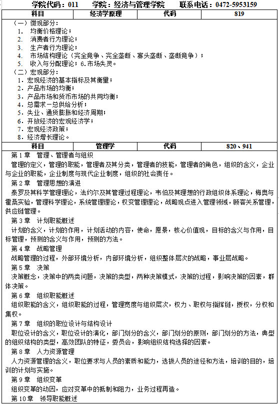 內(nèi)蒙古科技大學(xué)2021年研究生招生專業(yè)課考試大綱