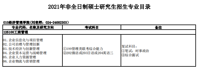 沈陽(yáng)理工大學(xué)2021年碩士研究生招生專業(yè)目錄