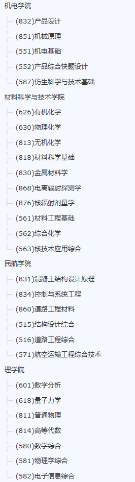 南京航空航天大學(xué)2021年碩士研究生考試參考書目