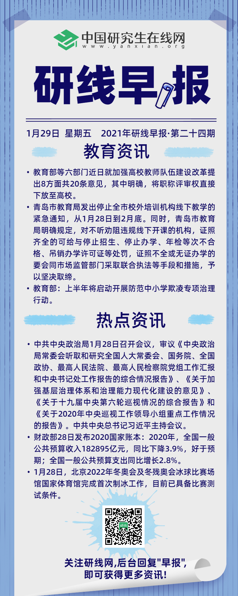 【2021年研線早報·第二十四期】1月29日