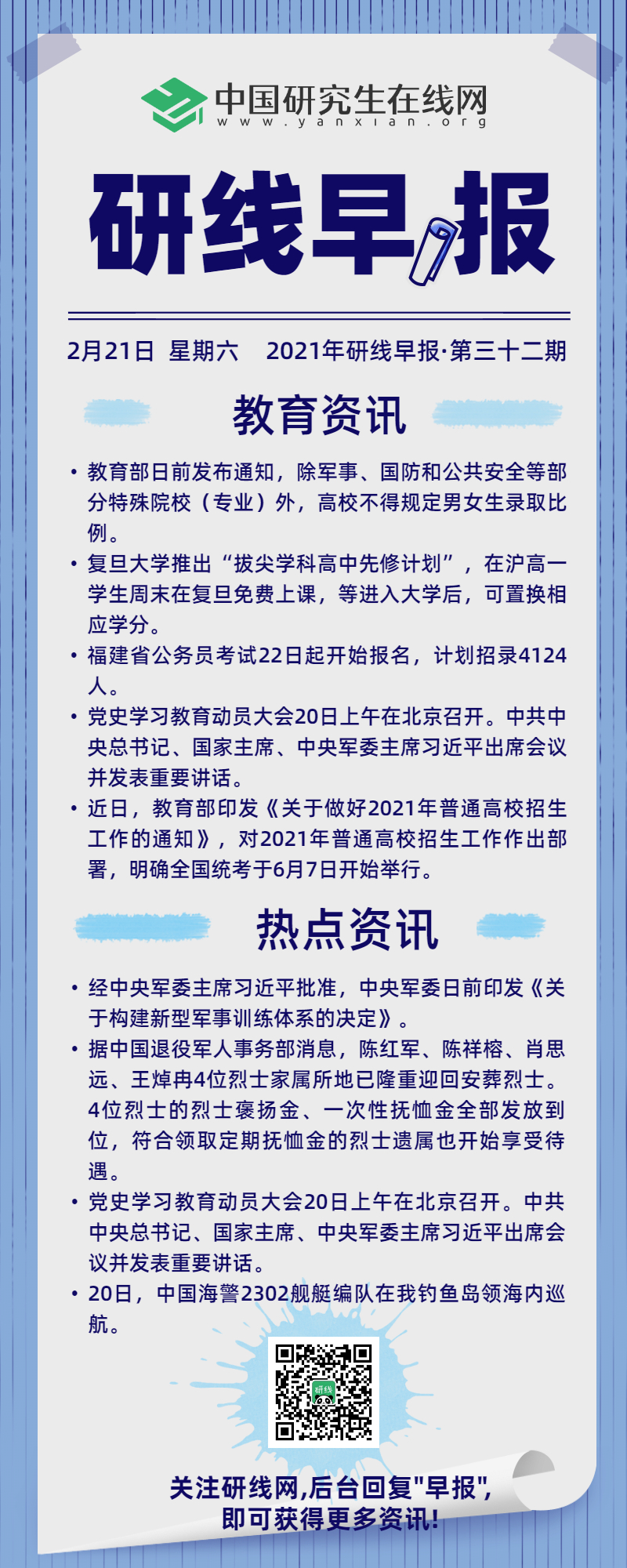 【2021年研線早報(bào)·第三十二期】2月21日